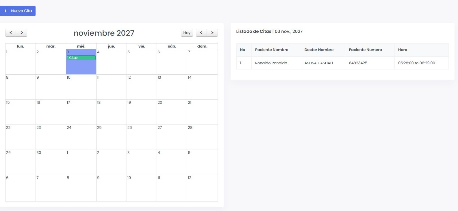 Agenda de citas en ClinicLin